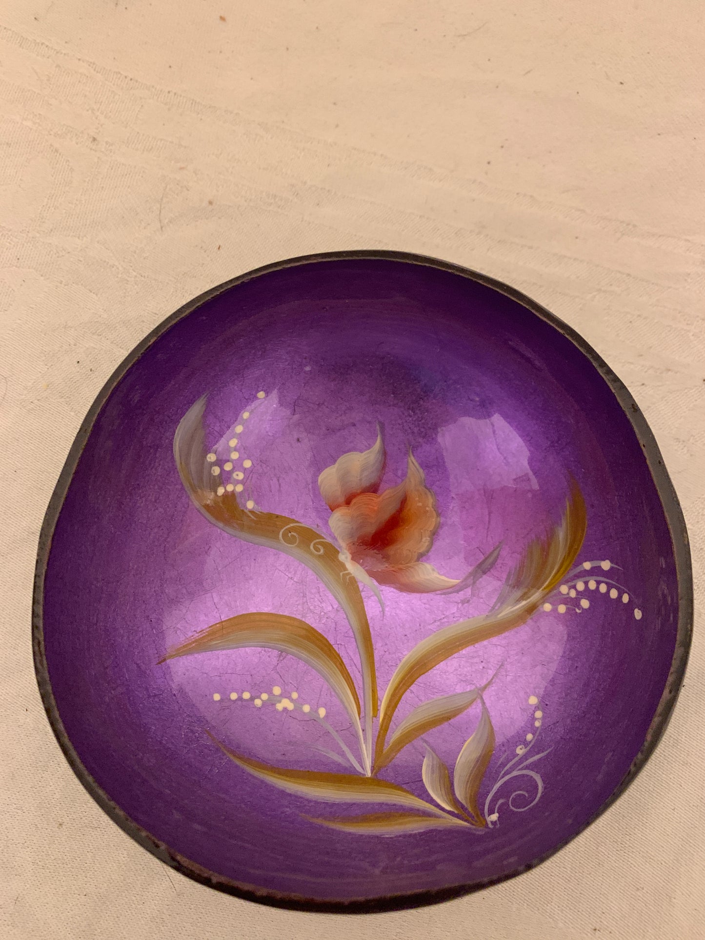 Hand-Painted Coconut Bowl – Tropical Coastal Decor