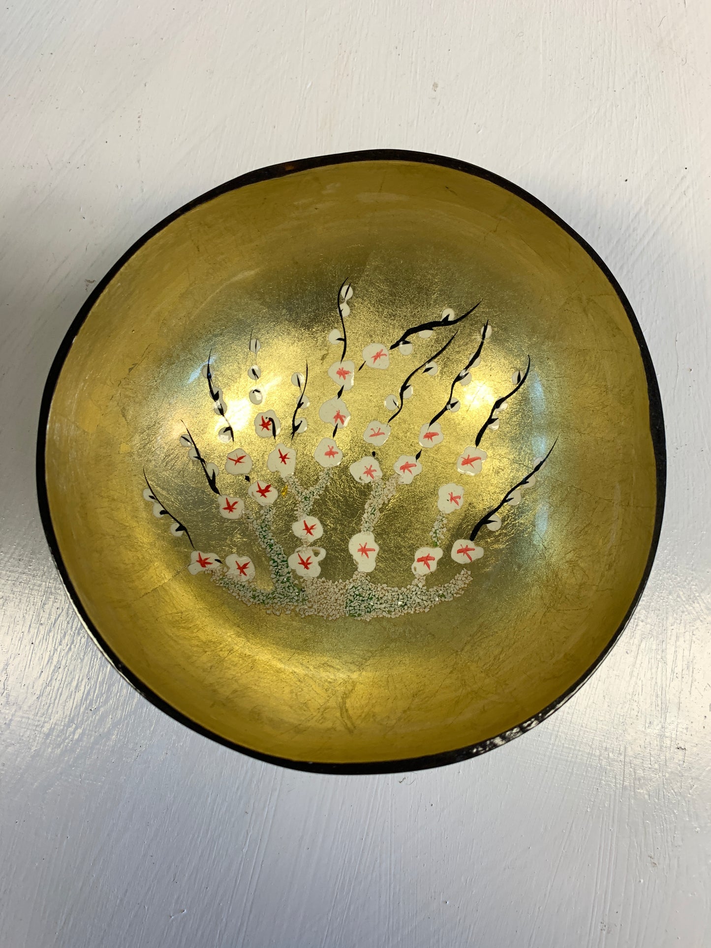 Hand-Painted Coconut Bowl – Tropical Coastal Decor