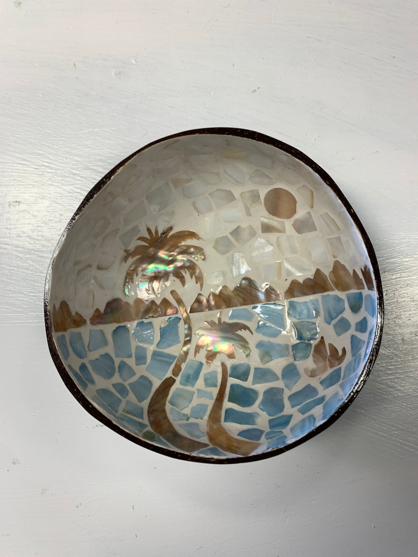 Mosaic Coconut Bowl – Handmade Coastal Accent Piece
