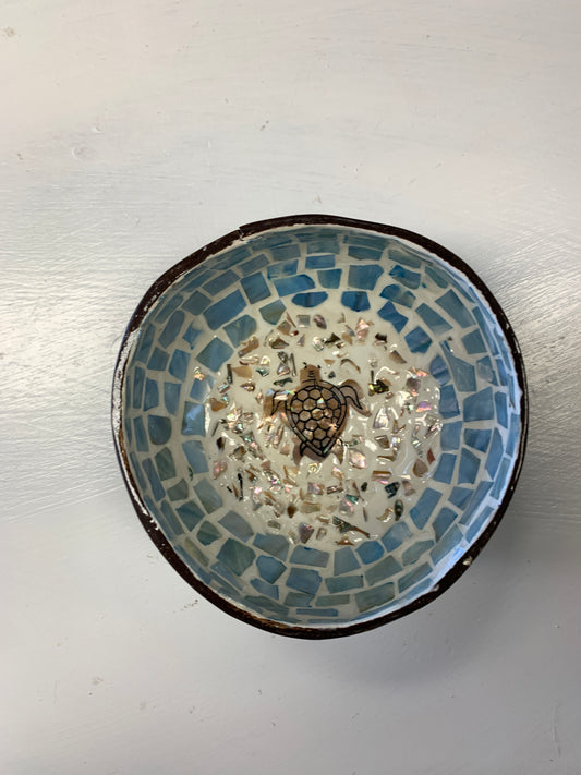 Mosaic Coconut Bowl – Handmade Coastal Accent Piece